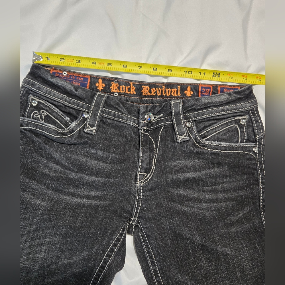 Rock Revival Black Boot Cut Jeans with Ornate Stitching - Picture 6 of 9